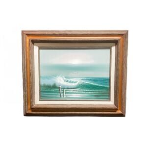 Vintage Taylor Seascape Oil Painting Morning Waves - Framed
